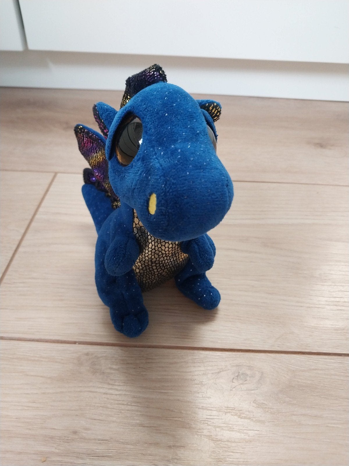 Ty Beanie Boos Draak Knuffel - Blauw met Glitters, Dinosaurus, Blauw, Ophalen of Verzenden, Klein (minder dan 20 cm)