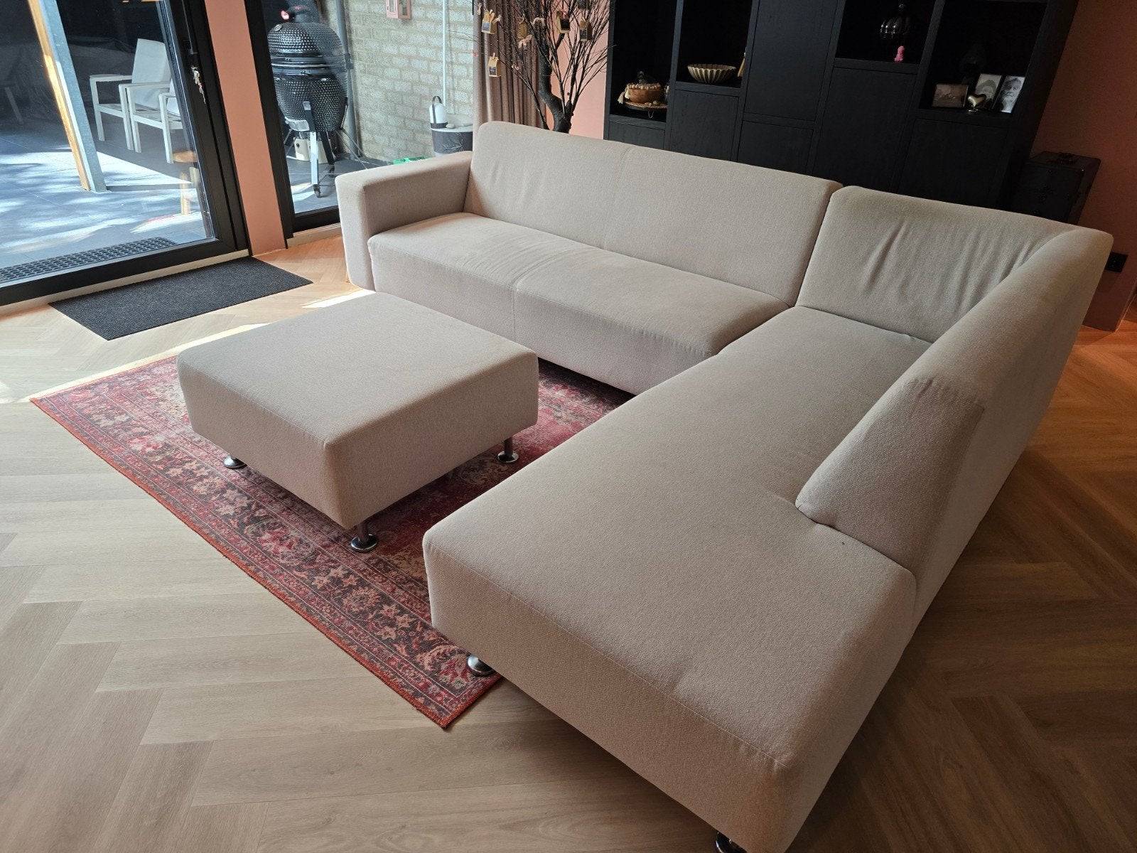 Goossens Hoekbank met Hocker - Gebruikt, Ophalen, 250 tot 300 cm, Gebruikt, Minder dan 75 cm
