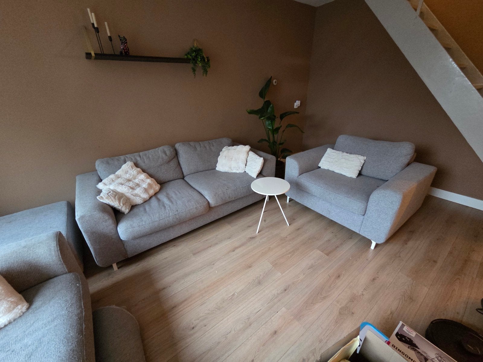 Complete zitgroep: 2x 2,5-zits bank, fauteuil, hocker, Ophalen, Gebruikt, 75 tot 100 cm, Rechte bank