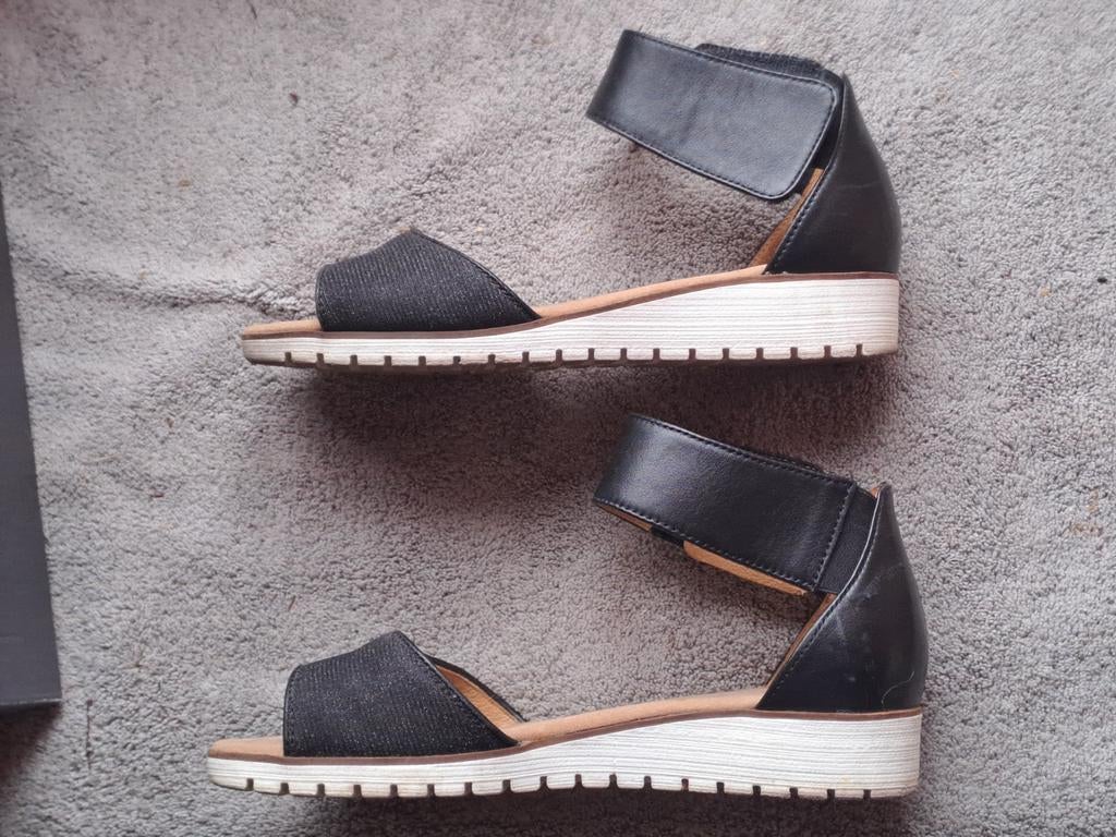 Zwarte Gabor sandalen met sleehak maat 38, Zwart, Gabor, Gedragen, Sandalen of Muiltjes