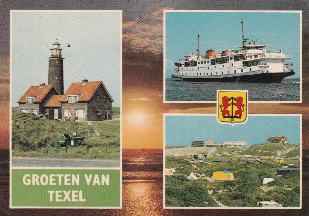 TEXEL Vuurtoren Veerboot Camping Groeten, Verzenden, 1960 tot 1980, Gelopen, Waddeneilanden