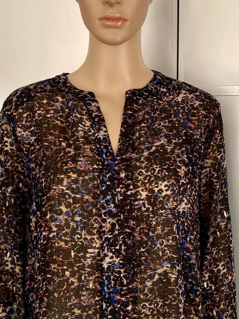 J241 NED maat L=42/44 blouse top zwart blauw beige goud, Kleding | Dames, Blouses en Tunieken, Blauw, Maat 42/44 (L), Ophalen of Verzenden