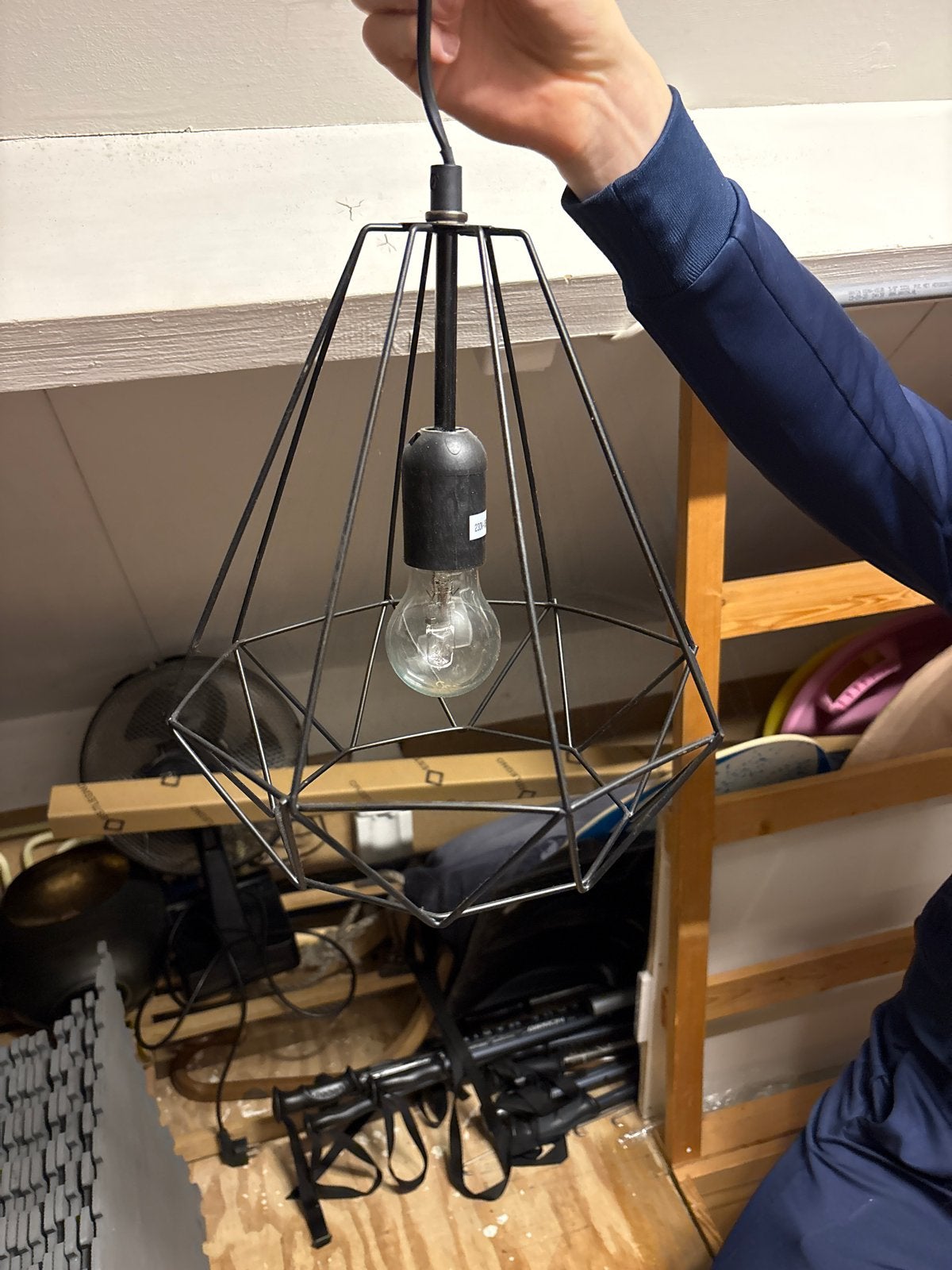 Moderne Zwarte Draadlamp - Industriële Stijl Hanglamp, Ophalen, Zo goed als nieuw, Metaal, E27 (groot)