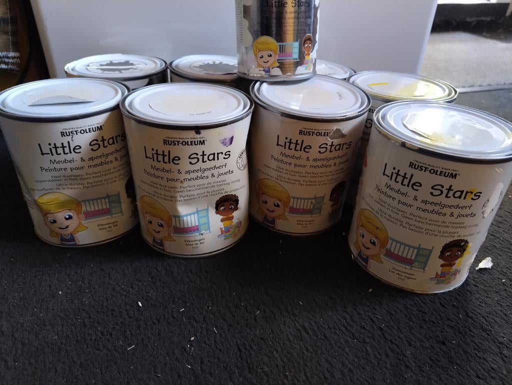 9 blikken Little Stars meubelverf, speciaal kindvriendelijk, Overige kleuren, 5 tot 10 liter, Nieuw, Ophalen of Verzenden