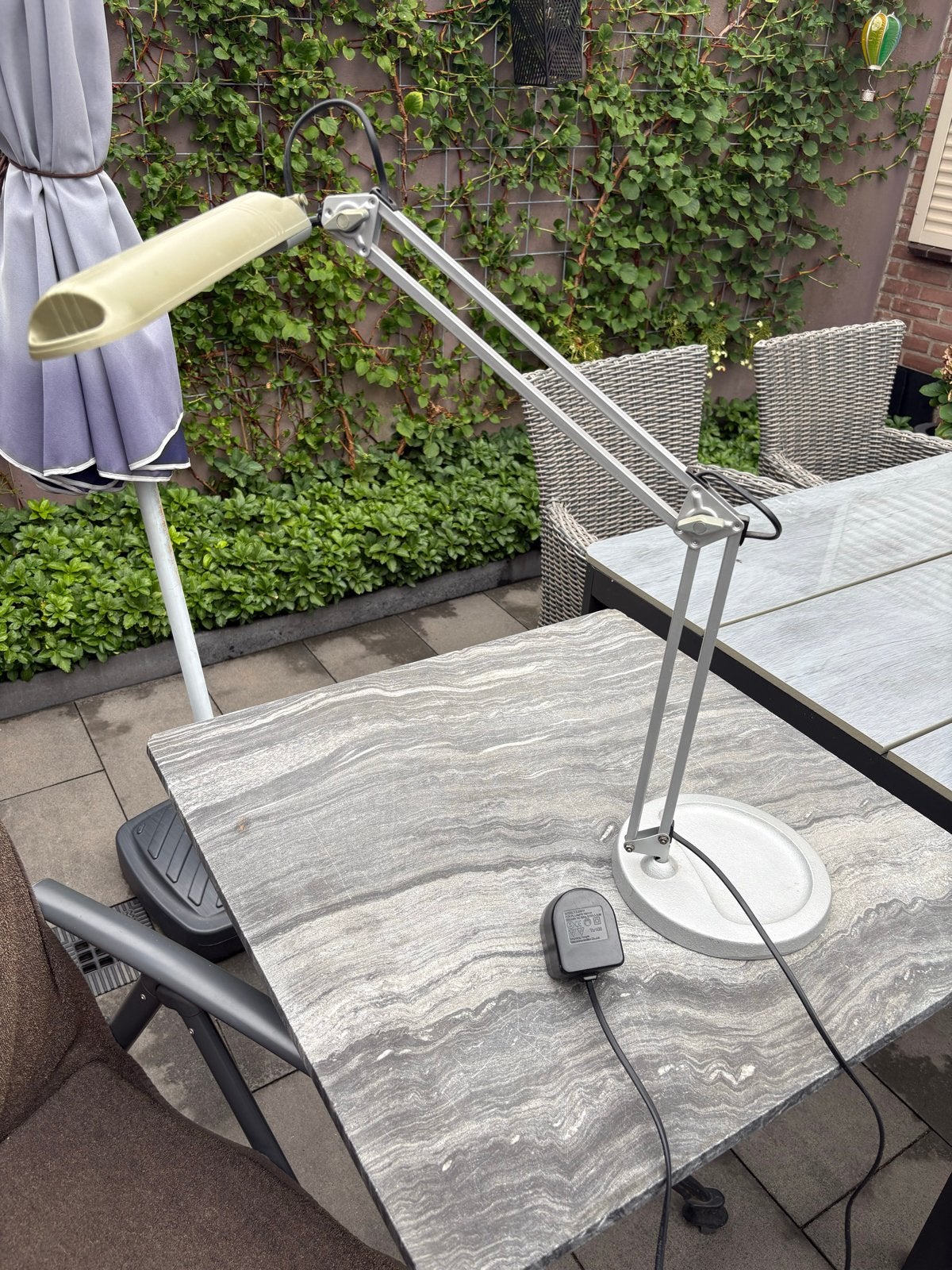 Vintage IKEA Global bureaulamp architectenlamp, zware voet, Bureaulamp, Overige fittingen, Ophalen of Verzenden, Grijs