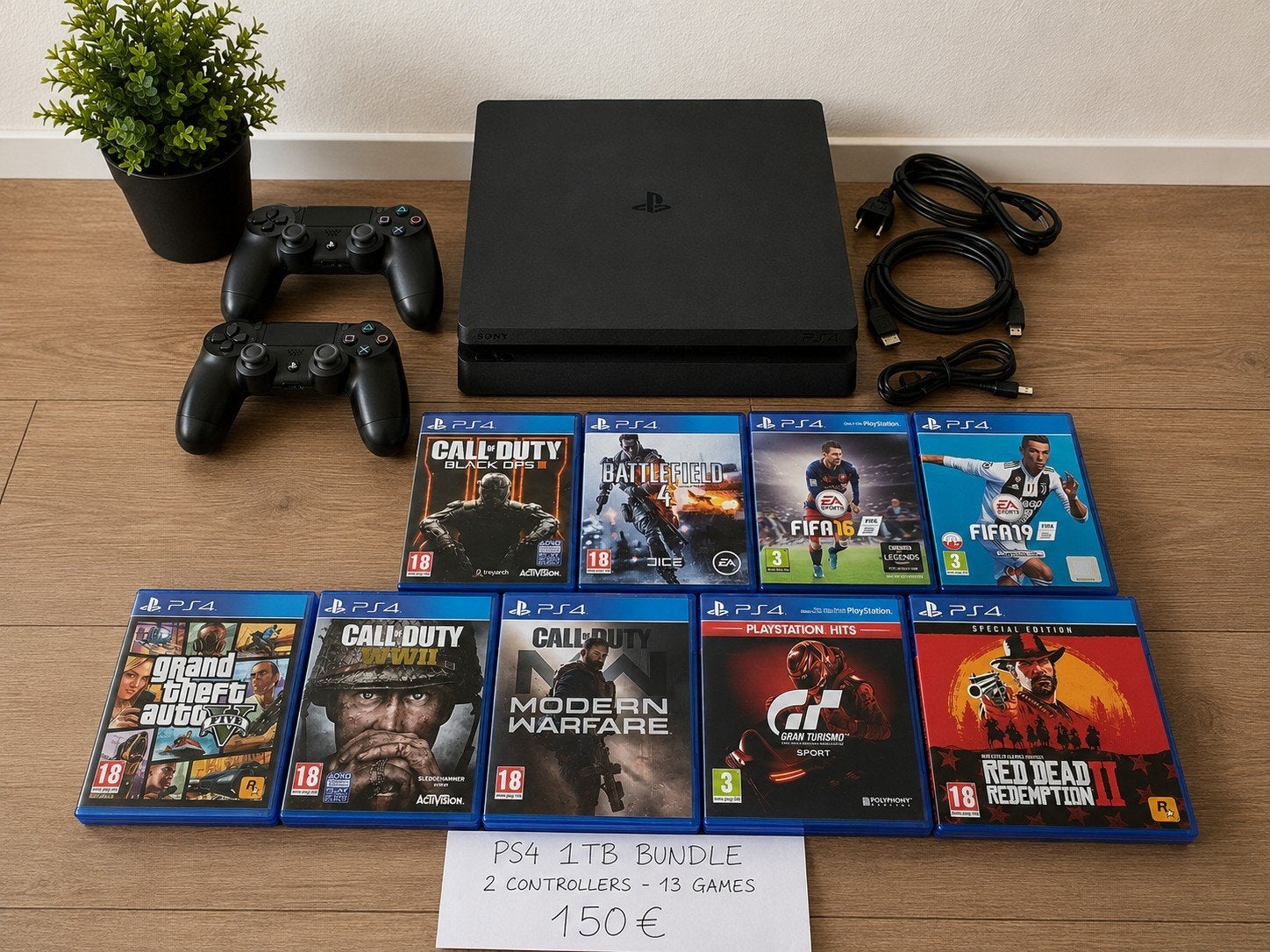 PlayStation 4 1TB Bundle met 2 controllers en 13 games, Ophalen of Verzenden, Zo goed als nieuw, Eén computer, Vanaf 3 jaar