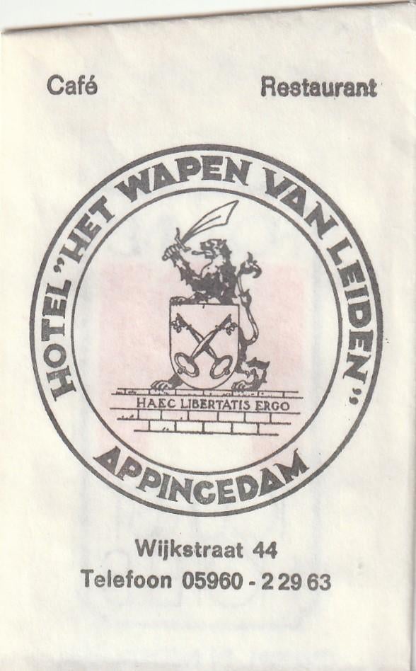 Suikerzakje #1385 : Het Wapen van Leiden Appingedam, Verzamelen, Verzenden, Nederland