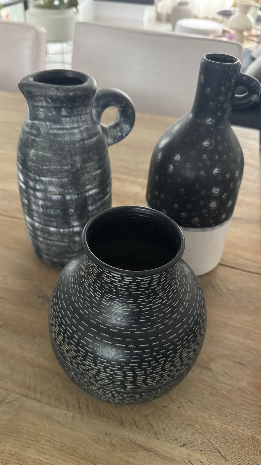 3 vazen kruiken HK living loods 5 zwart wit keramiek metaal, Huis en Inrichting, Ophalen of Verzenden, Zo goed als nieuw, Zwart