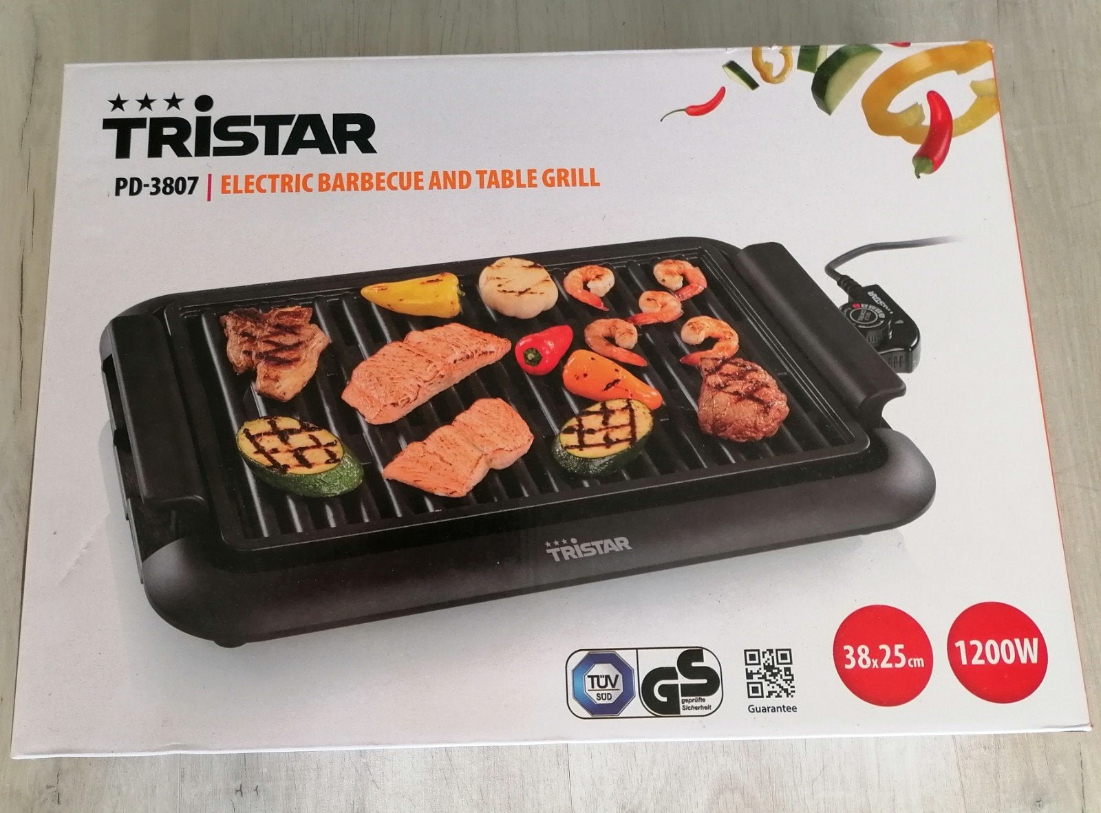 Tristar PD-3807 elektrische barbecue en tafelgrill, Tuin en Terras, Elektrische barbecues, Ophalen of Verzenden, Zo goed als nieuw