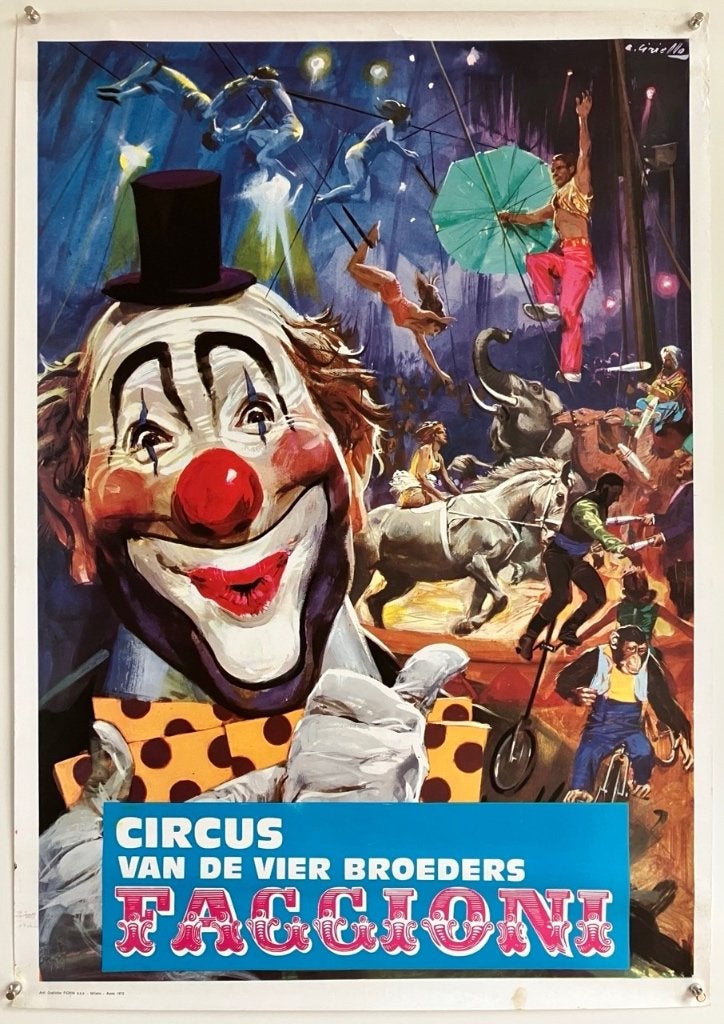 Circus Faggioni - Originele circusposter (1972) - Versie B, Ophalen of Verzenden, Gebruikt, A1 t/m A3, Film en Tv