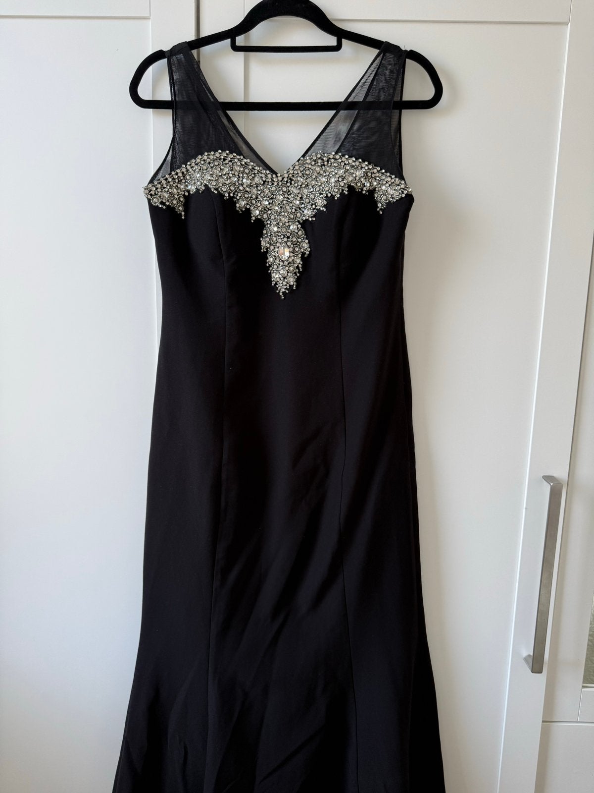 Elegante Zwarte Galajurk met Strass Details - Maat S, Galajurk, Zwart, Zo goed als nieuw, Ophalen