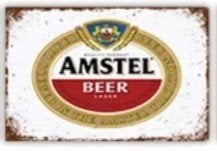 Amstel Bier 20x30 cm Metalen Reclamebord, Ophalen of Verzenden, Nieuw, Reclamebord, Plaat of Schild, Amstel