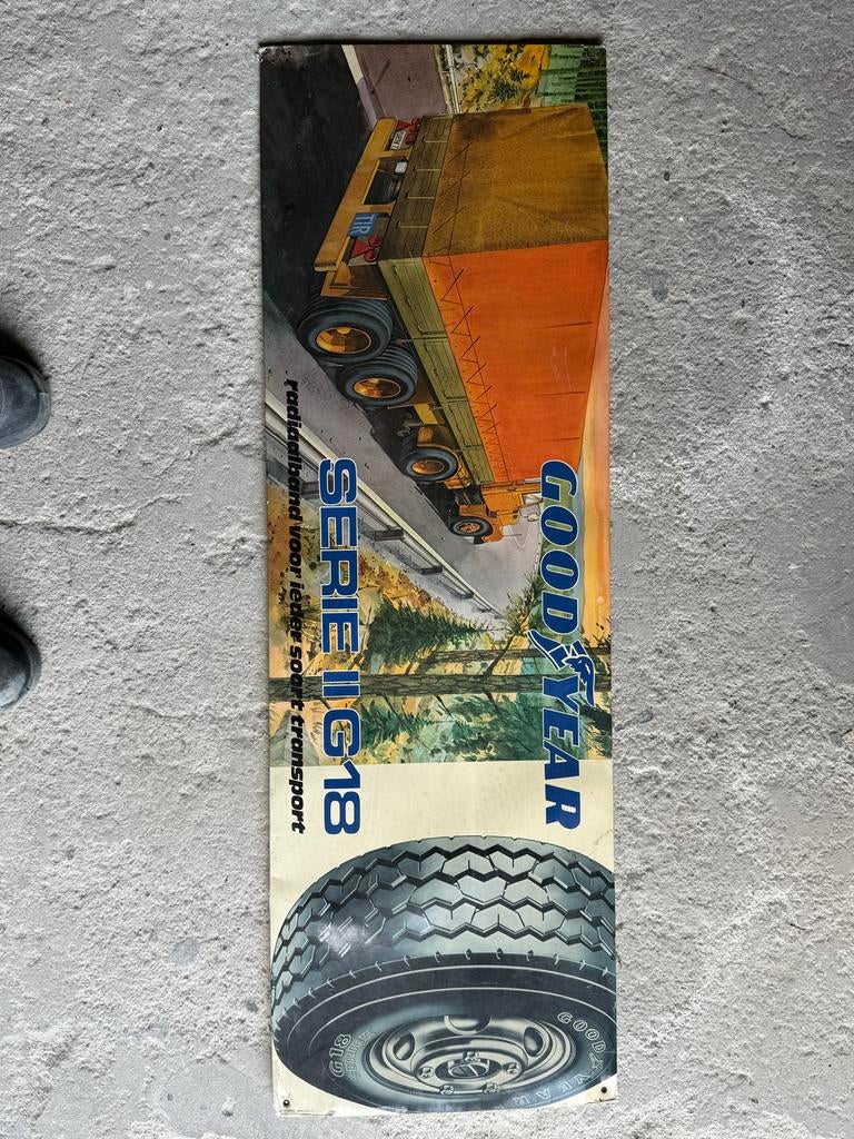 Goodyear Serie G18 Radiaalband Reclamebord Vrachtwagen, Verzamelen, Ophalen, Gebruikt