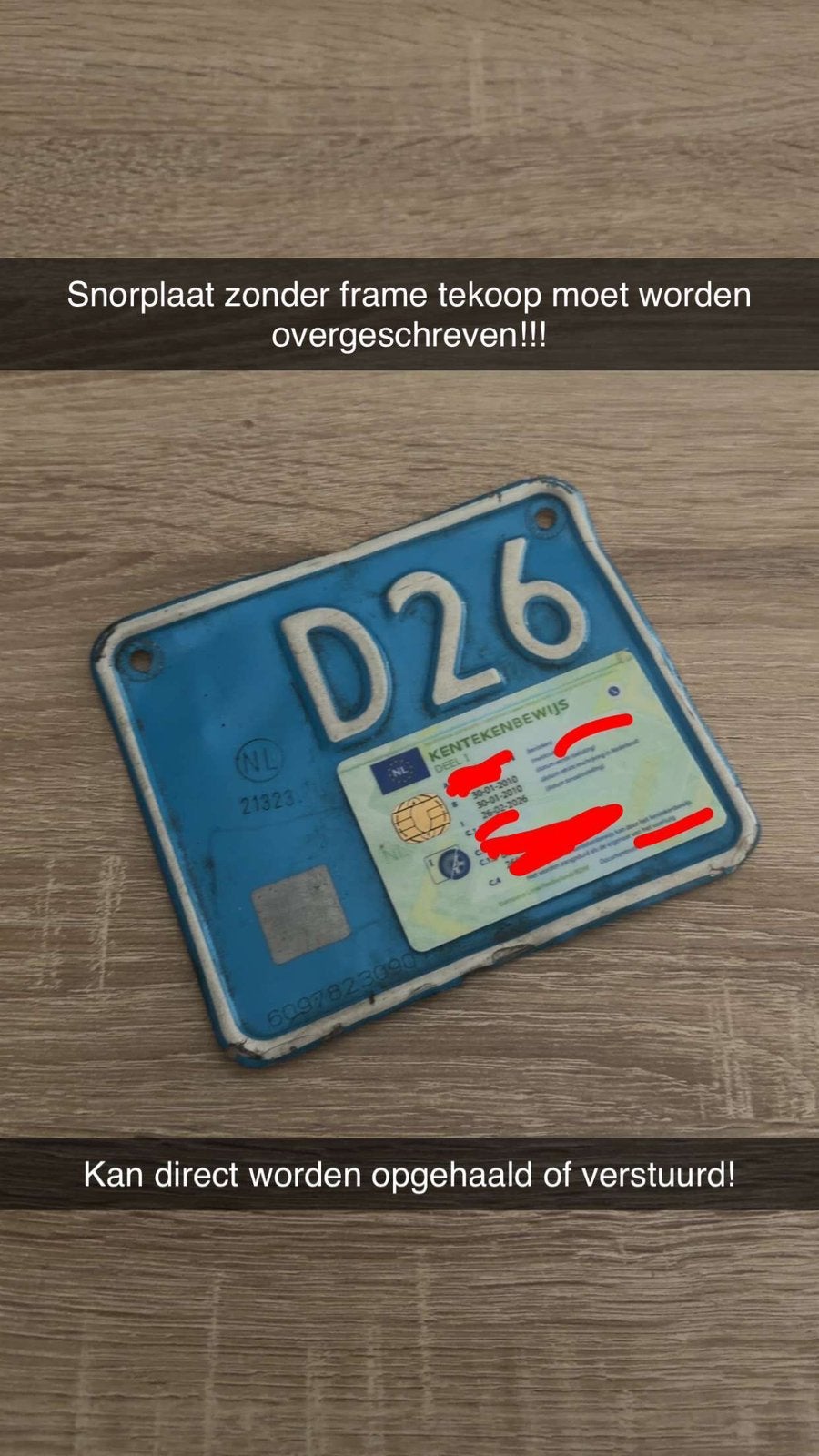 Snor kenteken, Ophalen of Verzenden, Zo goed als nieuw, Benzine, Overige modellen