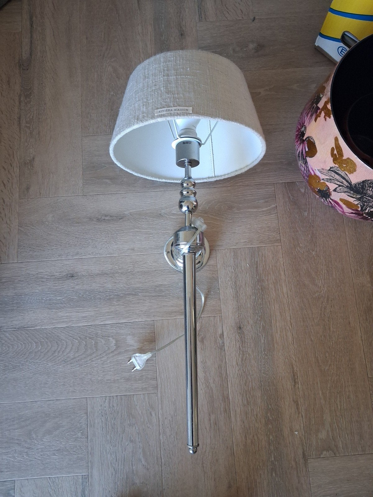 Riviera Maison wandlamp met linnen kap, Huis en Inrichting, Lampen | Wandlampen, Ophalen, Gebruikt, E27 (groot), Textiel