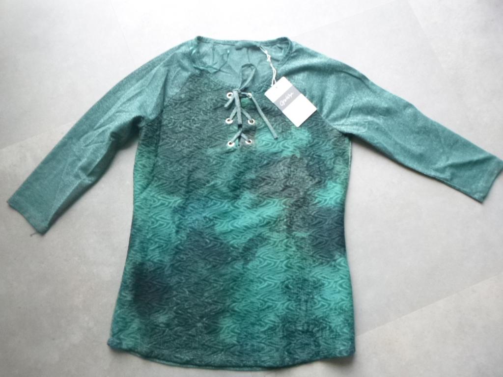 Geisha shirt mt S/36 groen petrol combi, 3/4 mouw  nieuw, Geisha, Verzenden, Nieuw, Lange mouw