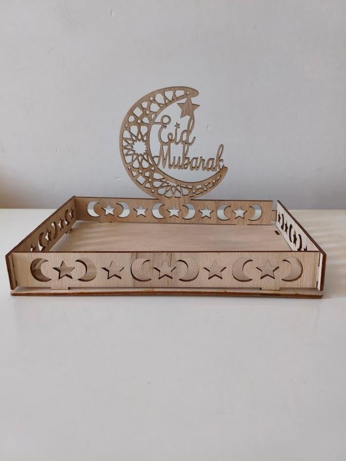 Eid Mubarak houten mini dienblaadje, Ophalen of Verzenden, Gebruikt, Versiering, Overige