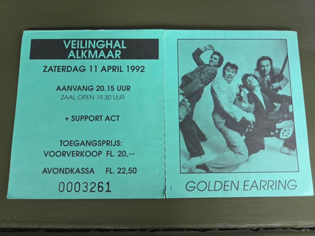 Concertkaart Golden Earing Alkmaar 1992, Ophalen of Verzenden, Zo goed als nieuw, Overige typen