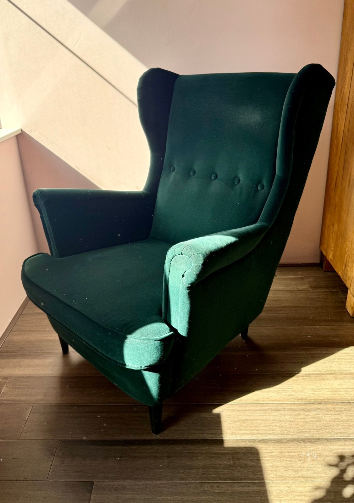 IKEA Strandmon fauteuil, Huis en Inrichting, Ophalen, Gebruikt, 75 tot 100 cm, Stof