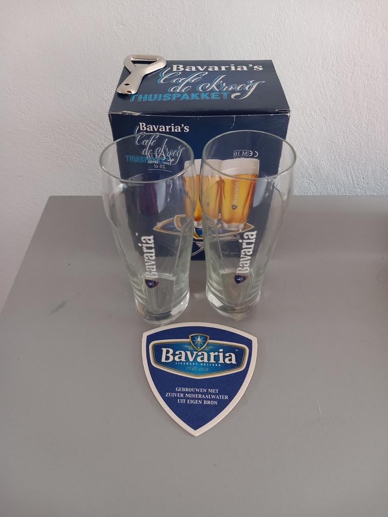 Bavaria Café de Kroeg Thuispakket - Glazen en opener, Nieuw, Ophalen of Verzenden, Meerkleurig, Overige merken
