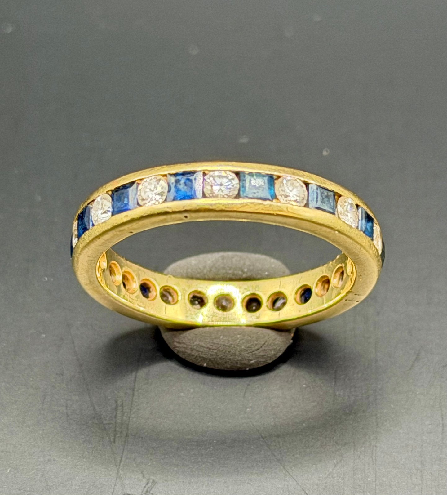 18K gouden ring en 1.68ct natuurlijke diamant& saffier-18,75, 18 tot 19, Ophalen of Verzenden, Dame of Heer, Met edelsteen