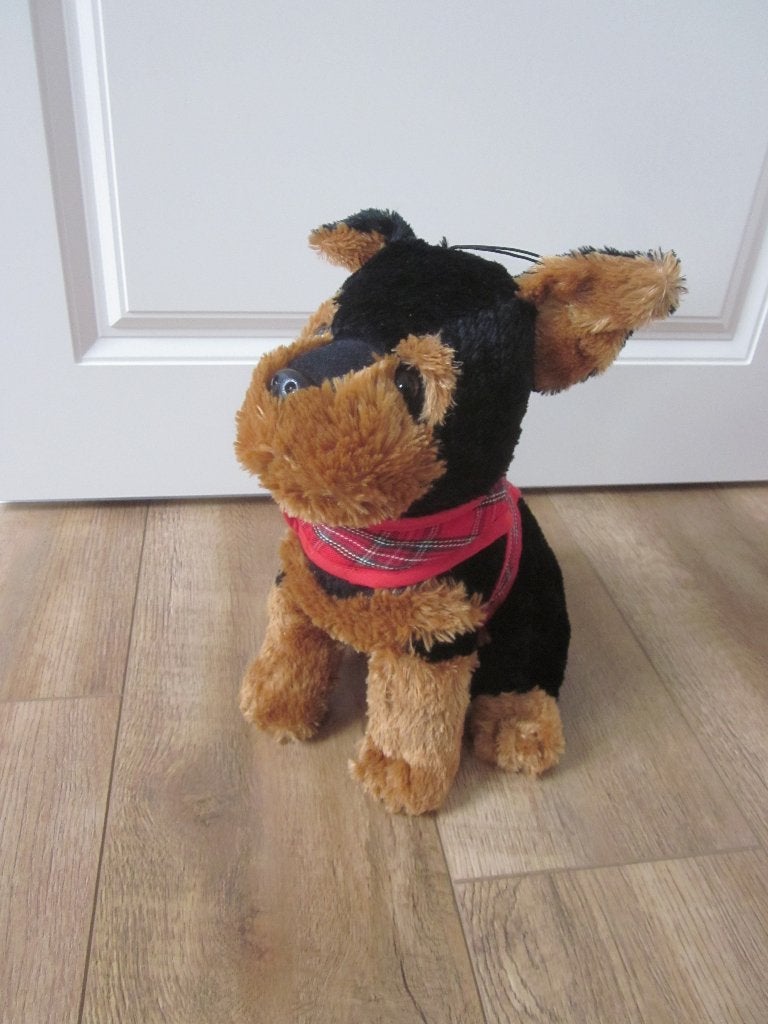 Struis Apeldoorn Bruin-Zwarte Hond met Geruit Jasje, Overige merken, Overige karakters, Nieuw, Middelgroot (20 tot 80 cm)