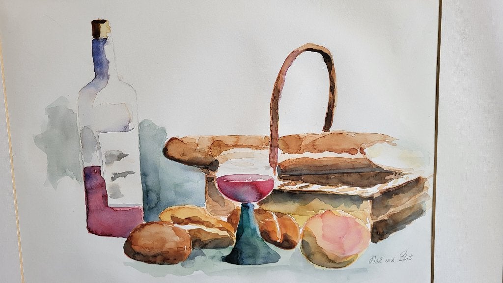Originele Aquarel - Nel vd slot, Ophalen, Stilleven, Papier, Klassiek