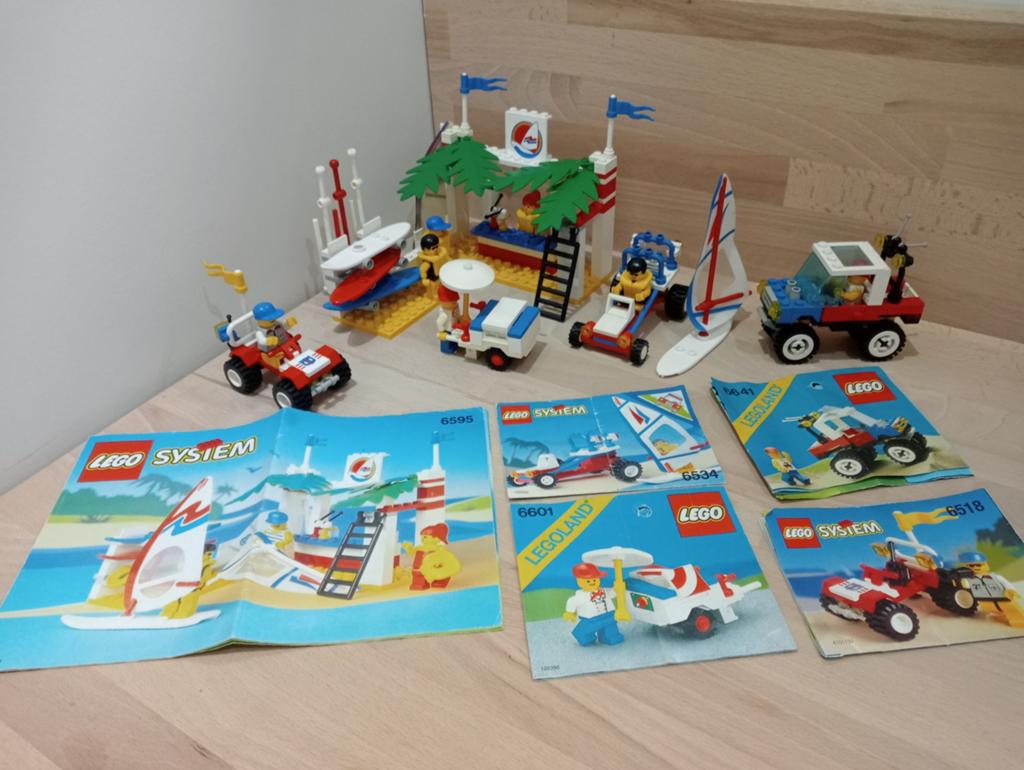 lego 6595-6518-6601-6641-6534 surfen strand buggy auto, Kinderen en Baby's, Lego, Ophalen of Verzenden, Complete set, Meerdere sets
