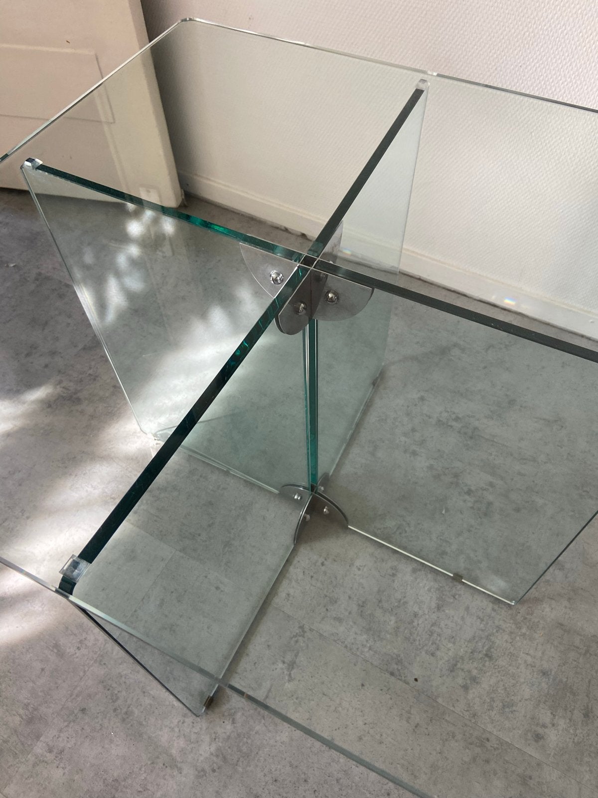 Glazen salontafel 60x60 cm vitagedesign, Ophalen, 50 – 75, Gebruikt, Vierkant