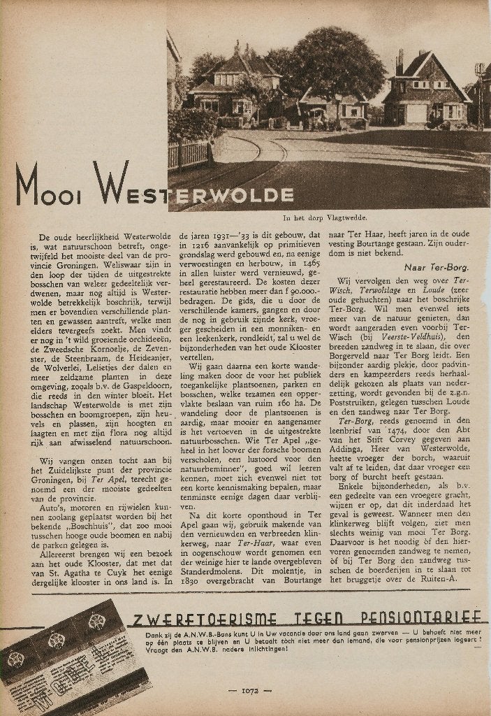Mooi Westerwolde knipsel 1937, Gebruikt, Ophalen of Verzenden, Voor 1940, Prent