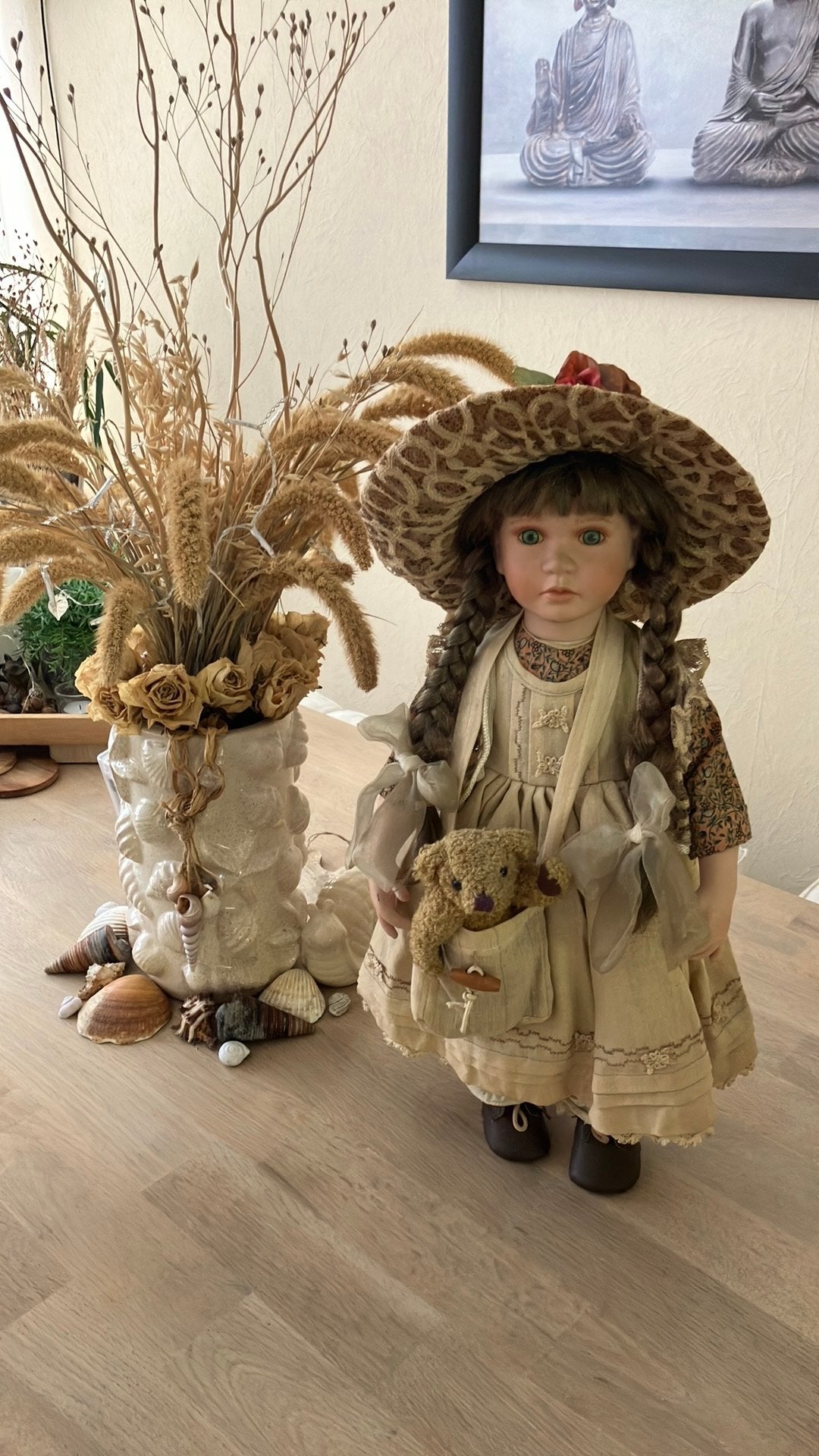 Mooie vintaged porceleinen grote pop, Ophalen of Verzenden, Zo goed als nieuw, Pop