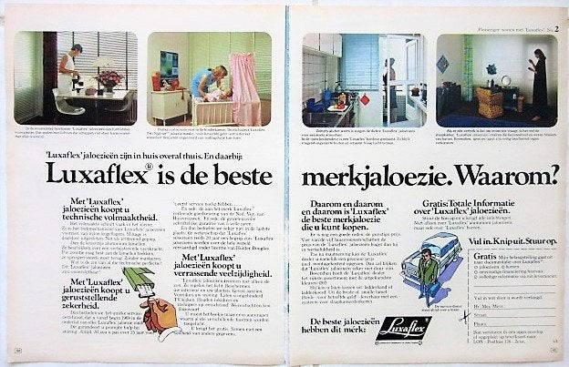 8 vintage advertenties reclames Luxaflex jaloezieen 61-69, Ophalen of Verzenden, Gebruikt, Overige typen