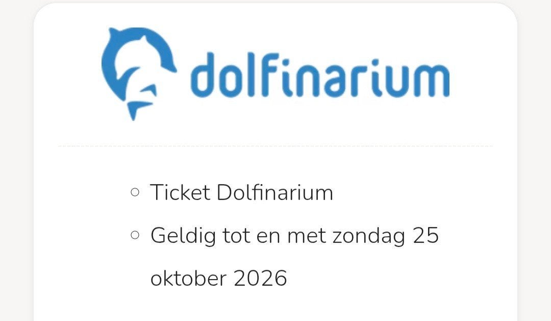 Twee kaartjes Dolfinarium, Tickets en Kaartjes, Twee personen, Ticket of Toegangskaart