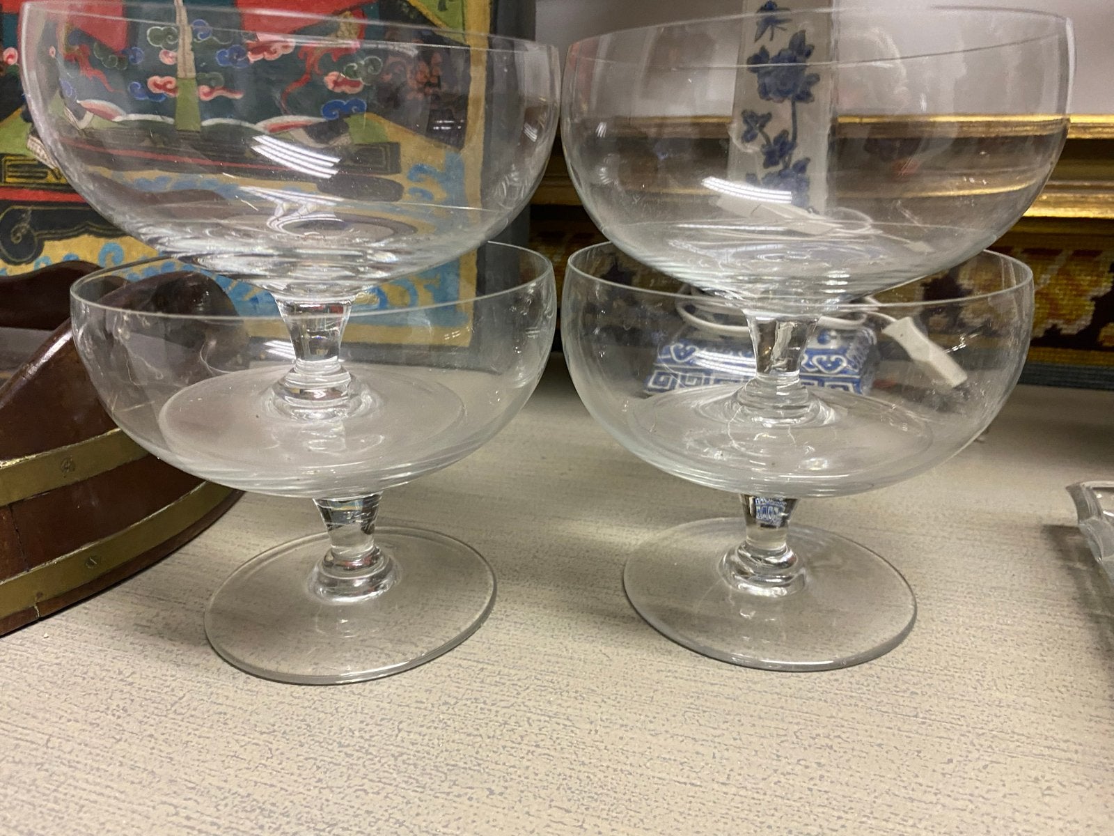 Set van 4 vintage glazen dessertcoupes kristal spoelkommen, Ophalen of Verzenden