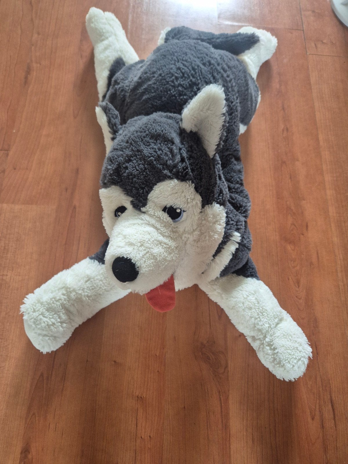 IKEA Knuffelhond Husky - Zacht en Speels, IKEA, Grijs, Zo goed als nieuw, Middelgroot (20 tot 80 cm)