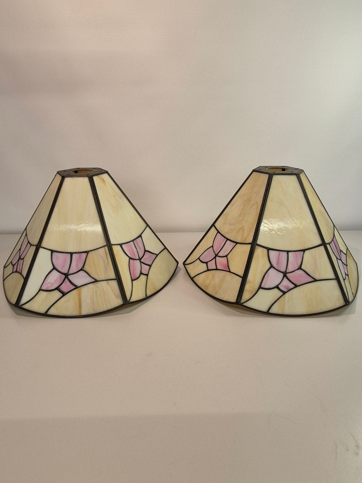 Mooie set van 2 tiffany lampen kappen hanglampen, Ophalen, ., Rond, Zo goed als nieuw
