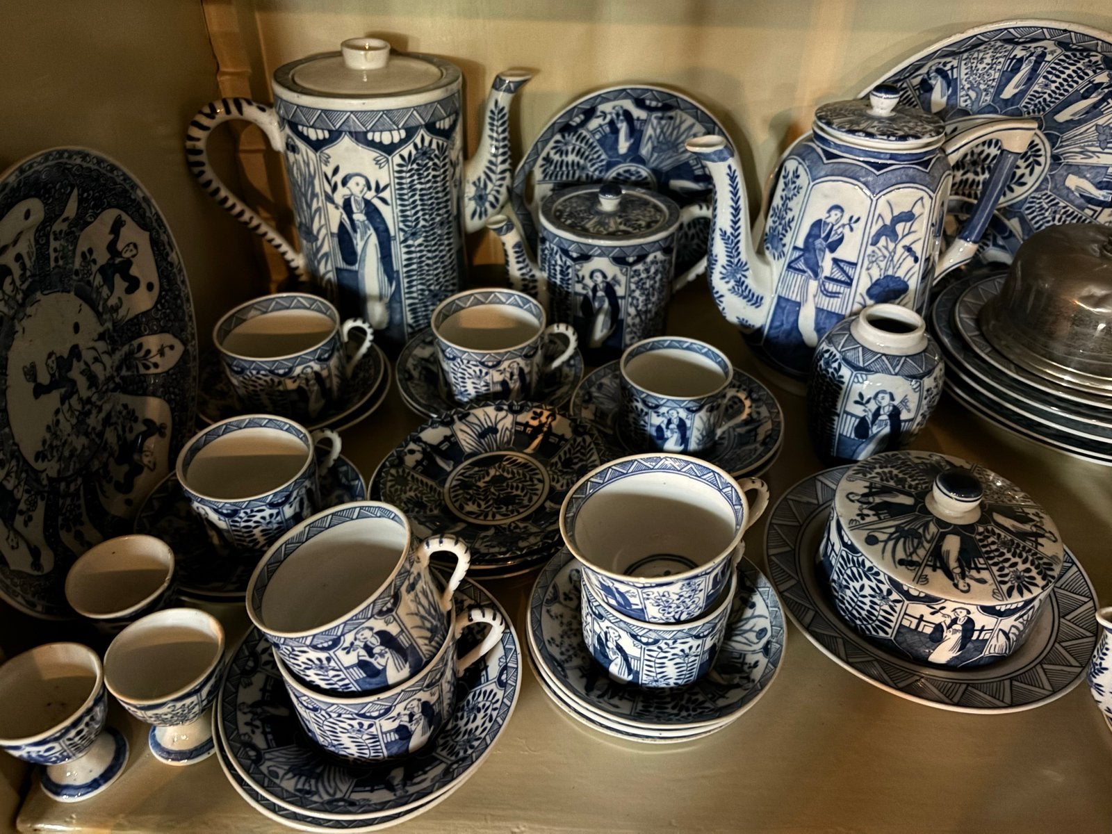 Prachtig lange lijs Servies - Compleet en Handgeschilderd, Ophalen of Verzenden
