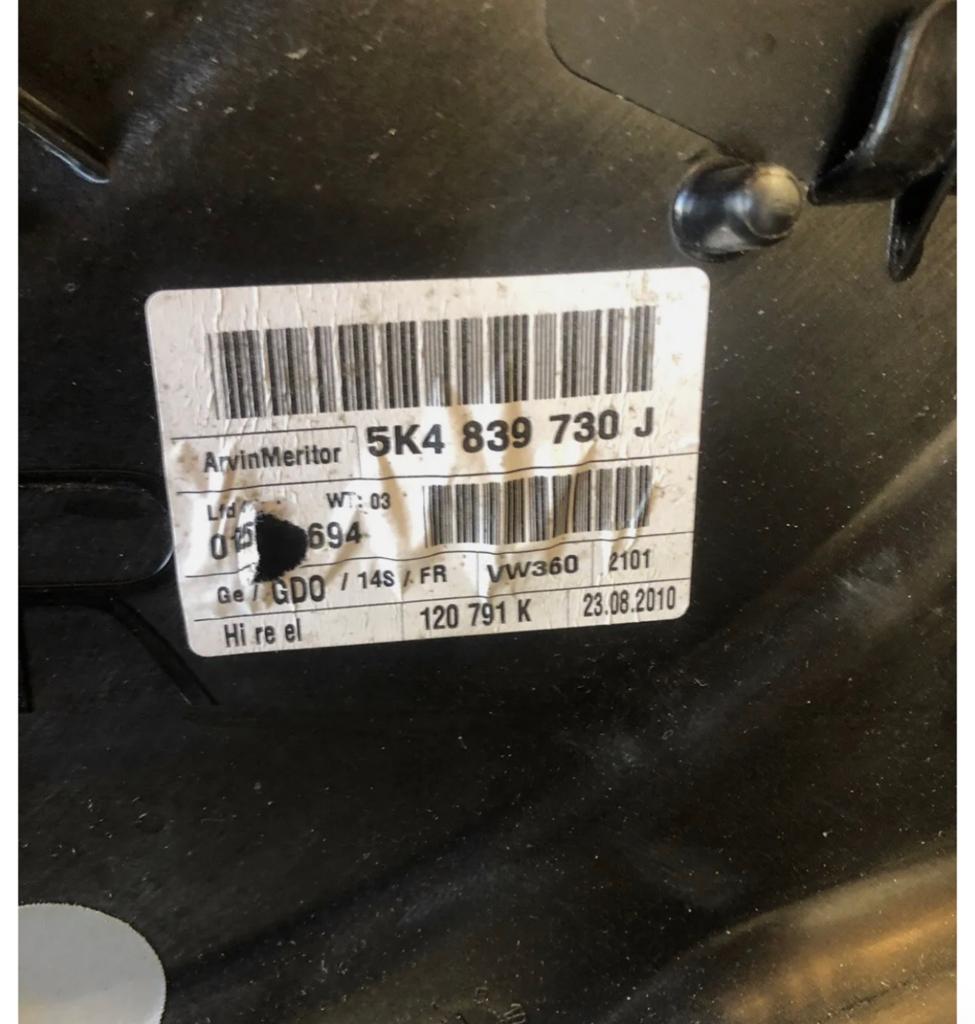 VW Golf MK6 2009 - 2012 rechts achter deur-raam paneel RA, Ophalen of Verzenden, H, H, H