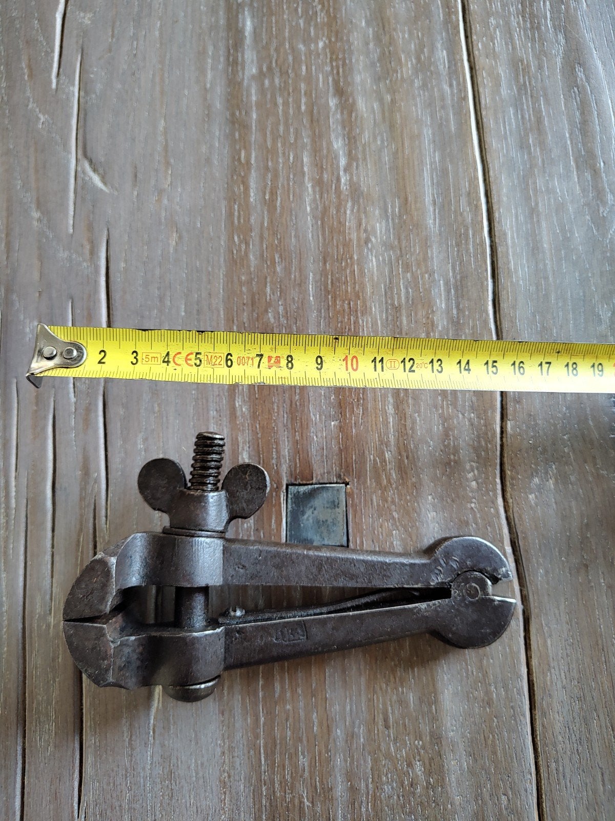 Vintage Handschroef - 15,5 cm lang, bekken 3 cm, Antiek en Kunst, Ophalen of Verzenden