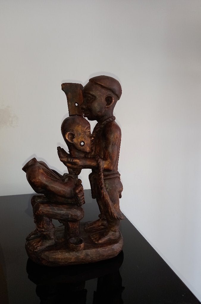 Ashanti beeld - Executiescene, Antiek en Kunst, Afrika, Handgemaakt, 30 cm, Houtsnijwerk