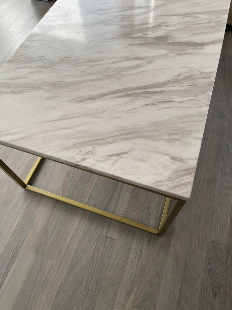 Marmeren salontafel met gouden poten 100x45, Ophalen, Overige materialen, 100 tot 150 cm, 50 tot 100 cm