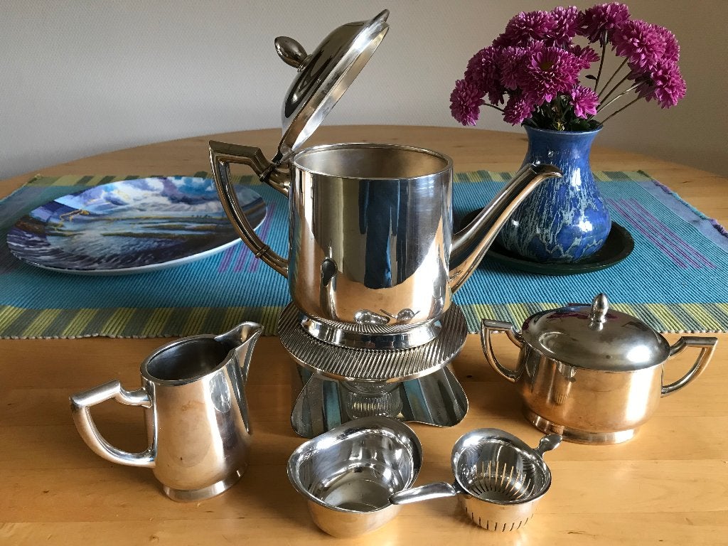 Antiek Art Deco theeservies, Ophalen, Zilver