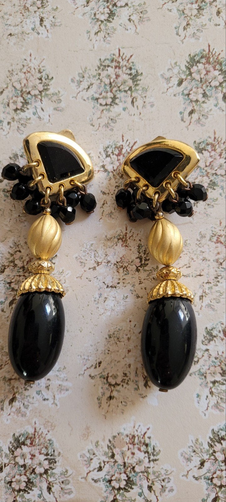 vintage oorbellen, Sieraden, Tassen en Uiterlijk, Overige materialen, Hangers, Zwart, Ophalen of Verzenden