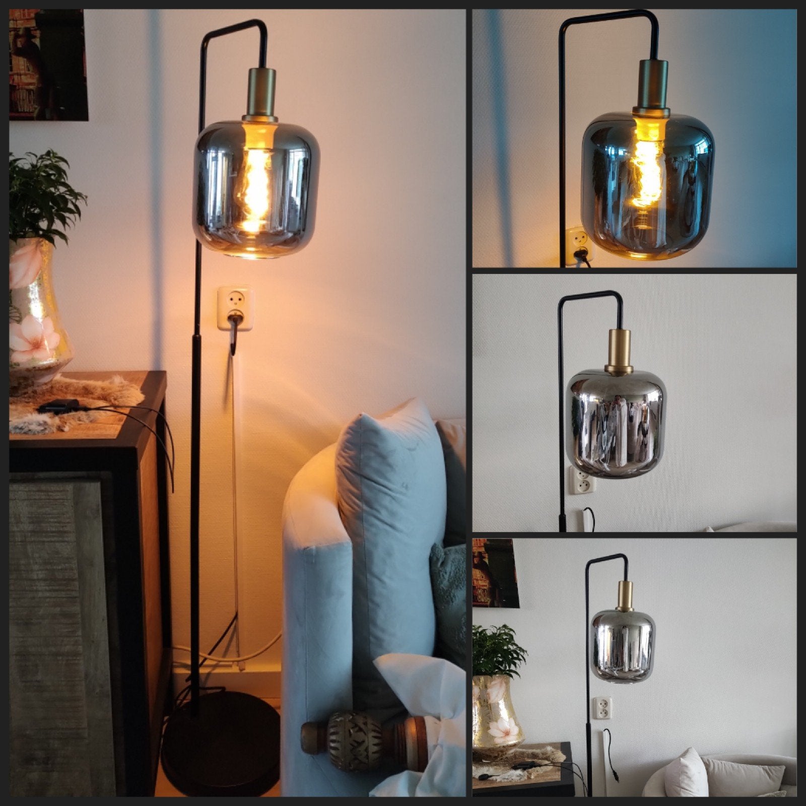 2 mooie staande lampen, Huis en Inrichting, Modern, Industrieel, Zo goed als nieuw, Glas, 150 tot 200 cm