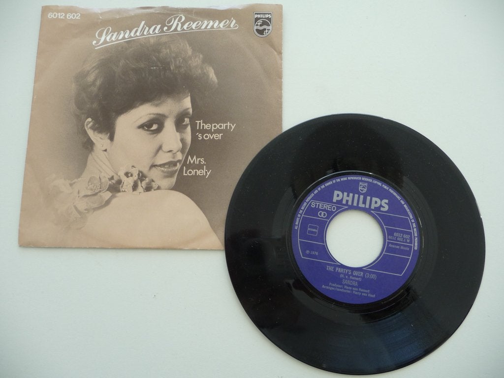 single SANDRA REEMER - THE PARTY 'S OVER - PHILIPS REC, 1976, Ophalen of Verzenden, Gebruikt, Pop