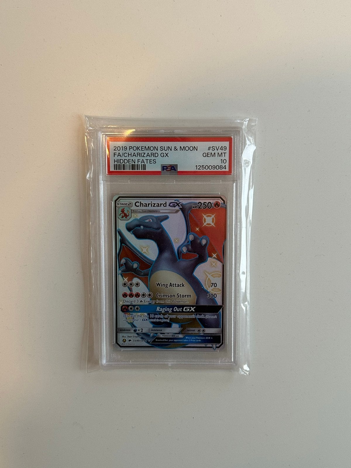 Charizard GX SV49/SV94 PSA 10 Gem Mint - Hidden Fates, Ophalen of Verzenden, Zo goed als nieuw, Losse kaart, Foil