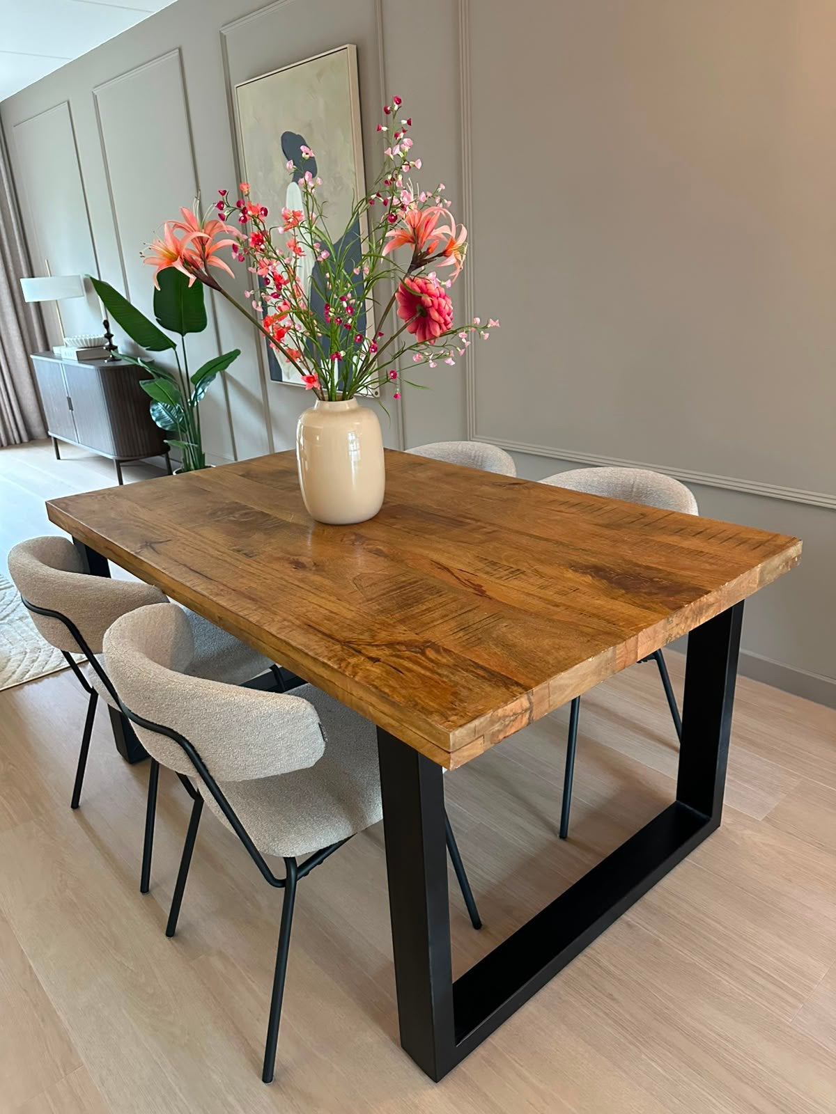 Eettafel trevor leenbakker mangohout 160x100, Ophalen, Gebruikt, 50 tot 100 cm, 150 tot 200 cm