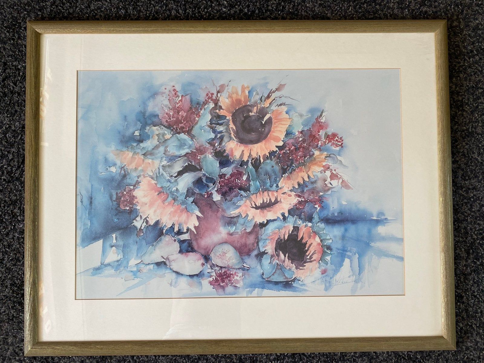Ingelijst Aquarel van Alie Kruse - Kolk. Bloemenstilleven, Antiek en Kunst, Ophalen, Aquarel, Stilleven, Papier/karton