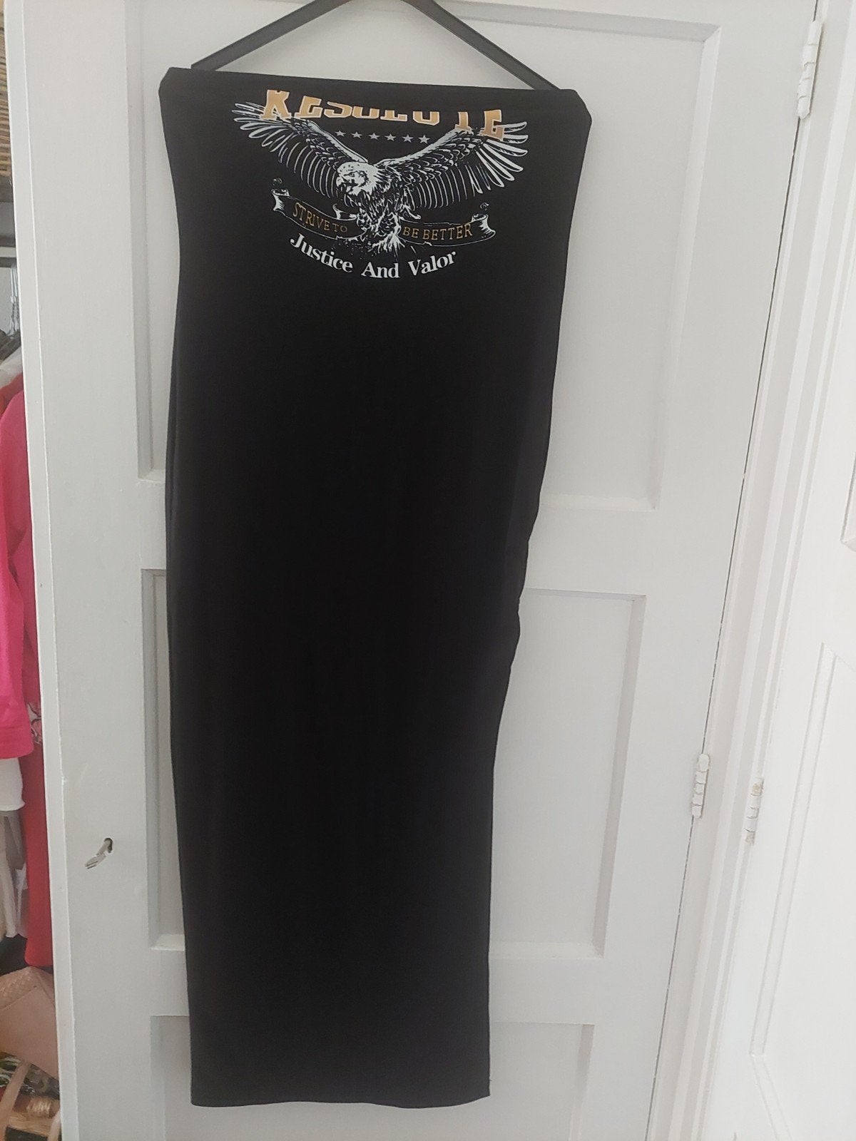 Zwarte maxi ju5k met adelaarprint L XL, Zwart, Onder de knie, Ophalen, Maat 38/40 (M)