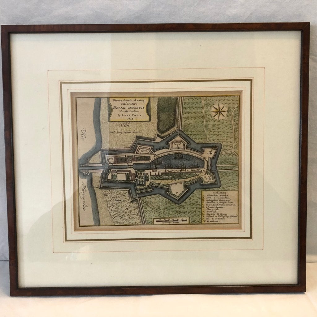 Fort Hellevoetsluis, Isaak Tirion 1745, Ingelijst, Cartografie, Ophalen of Verzenden, Gravure
